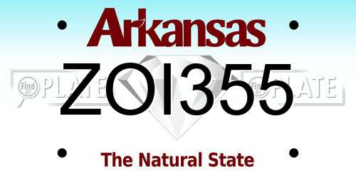 ZOI355 Arkansas License Plate