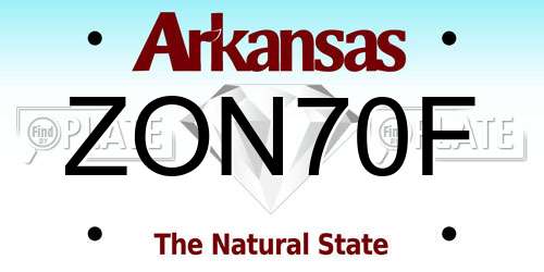 ZON70F Arkansas License Plate