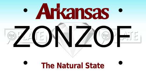 ZONZOF Arkansas License Plate