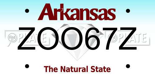 ZOO67Z Arkansas License Plate