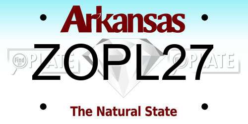 ZOPL27 Arkansas License Plate