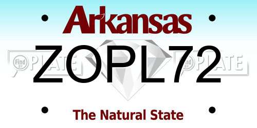 ZOPL72 Arkansas License Plate