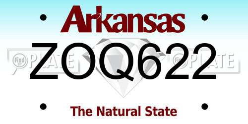 ZOQ622 Arkansas License Plate
