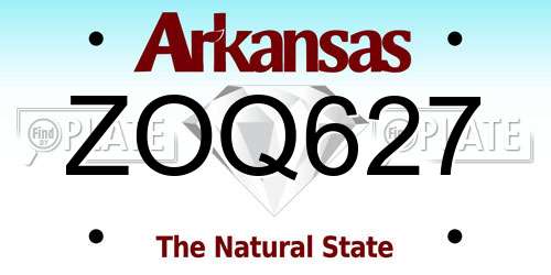 ZOQ627 Arkansas License Plate