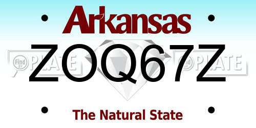 ZOQ67Z Arkansas License Plate