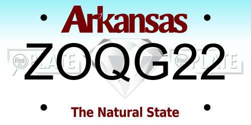 ZOQG22 Arkansas License Plate