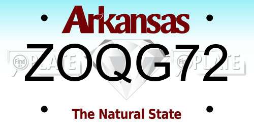 ZOQG72 Arkansas License Plate
