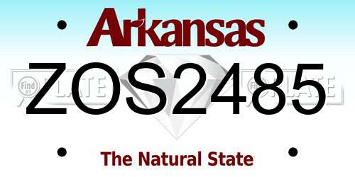 ZOS2485 Arkansas License Plate