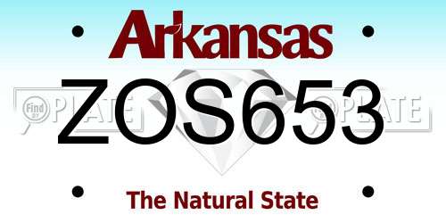 ZOS653 Arkansas License Plate