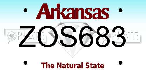 ZOS683 Arkansas License Plate