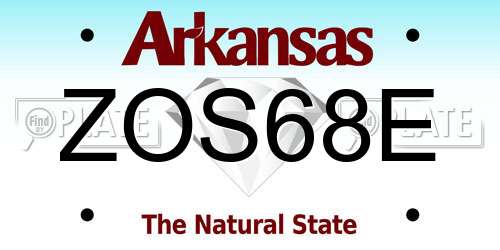 ZOS68E Arkansas License Plate
