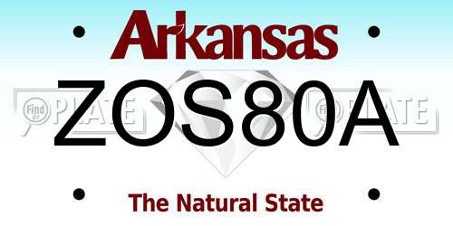 ZOS80A Arkansas License Plate