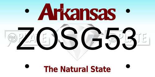 ZOSG53 Arkansas License Plate