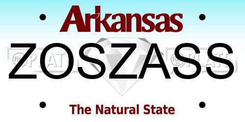 ZOSZASS Arkansas License Plate
