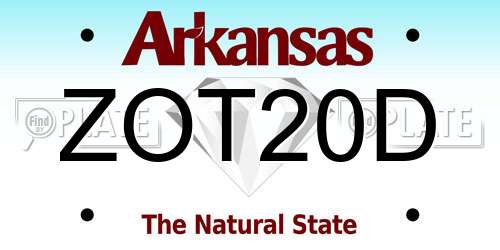 ZOT20D Arkansas License Plate