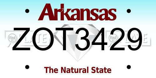 ZOT3429 Arkansas License Plate