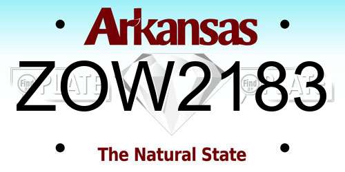 ZOW2183 Arkansas License Plate