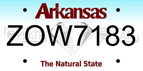 ZOW7183 Arkansas License Plate