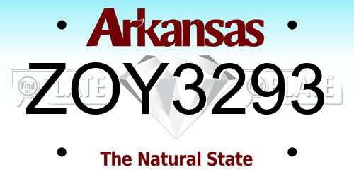 ZOY3293 Arkansas License Plate