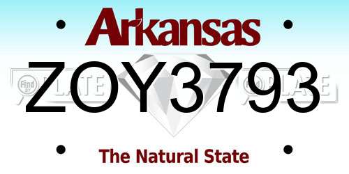 ZOY3793 Arkansas License Plate