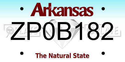 ZP0B182 Arkansas License Plate