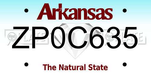 ZP0C635 Arkansas License Plate