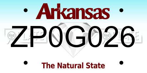 ZP0G026 Arkansas License Plate