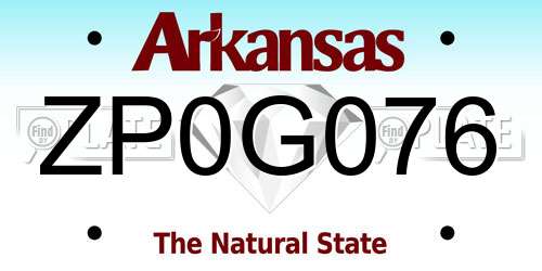ZP0G076 Arkansas License Plate