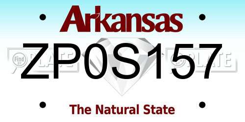 ZP0S157 Arkansas License Plate