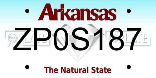 ZP0S187 Arkansas License Plate