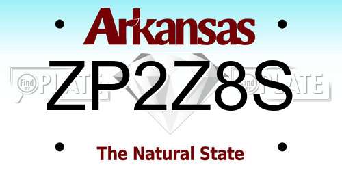 ZP2Z8S Arkansas License Plate