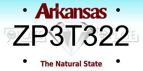 ZP3T322 Arkansas License Plate