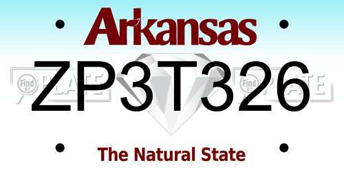 ZP3T326 Arkansas License Plate