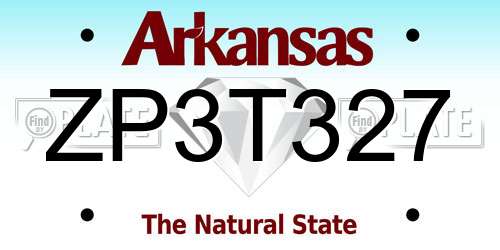 ZP3T327 Arkansas License Plate