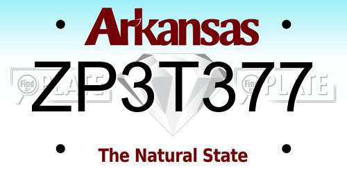 ZP3T377 Arkansas License Plate