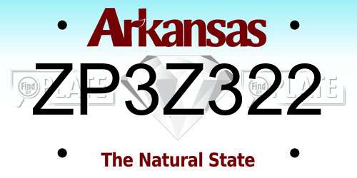 ZP3Z322 Arkansas License Plate