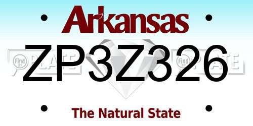 ZP3Z326 Arkansas License Plate