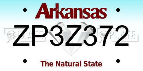 ZP3Z372 Arkansas License Plate