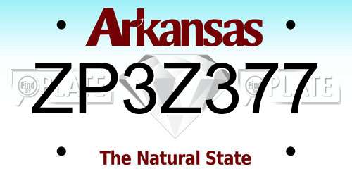 ZP3Z377 Arkansas License Plate