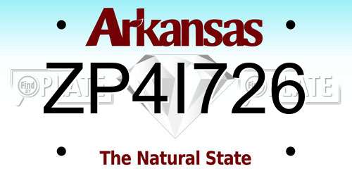 ZP4I726 Arkansas License Plate
