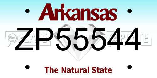 ZP55544 Arkansas License Plate