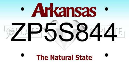 ZP5S844 Arkansas License Plate