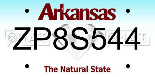 ZP8S544 Arkansas License Plate