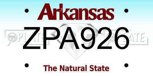 ZPA926 Arkansas License Plate