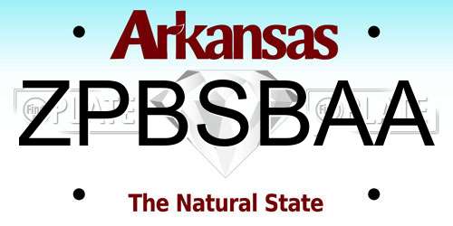 ZPBSBAA Arkansas License Plate