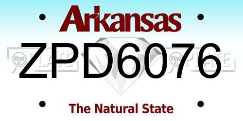 ZPD6076 Arkansas License Plate