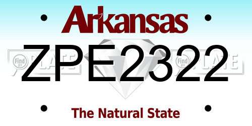 ZPE2322 Arkansas License Plate