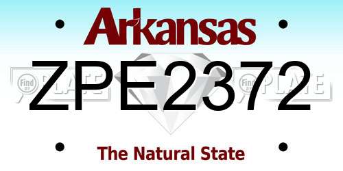 ZPE2372 Arkansas License Plate