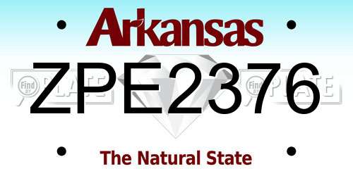ZPE2376 Arkansas License Plate