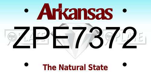 ZPE7372 Arkansas License Plate